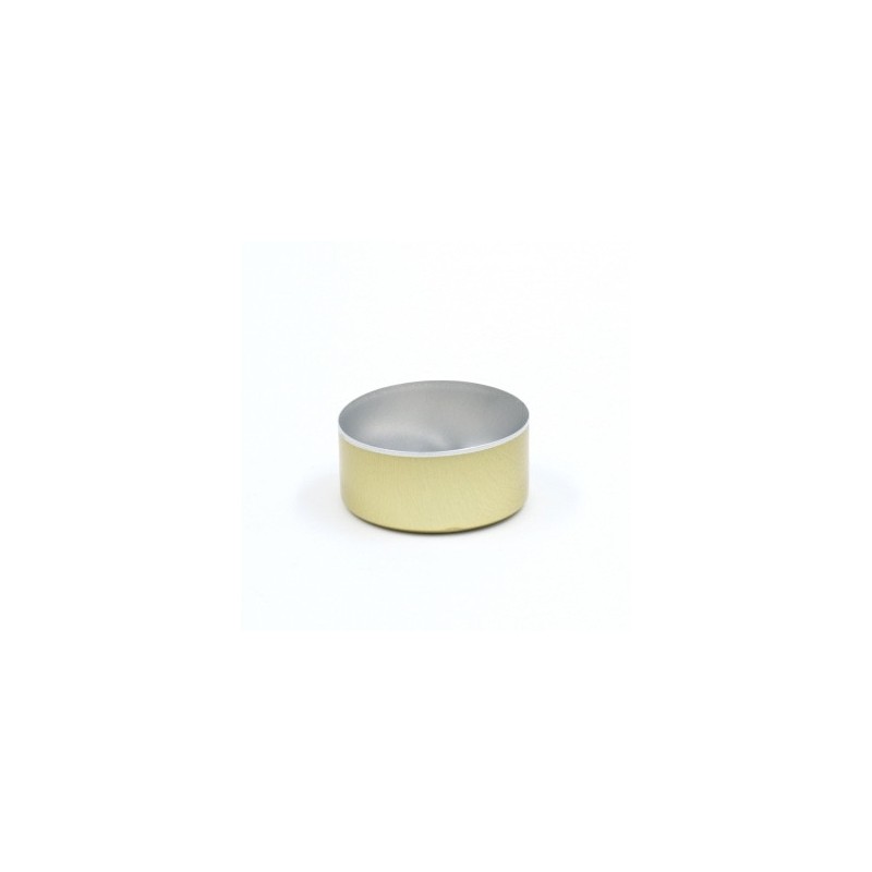 Tea light candle container, aluminium, golden, 39x18mm
