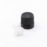 Cap with safety ring and dropper, DIN18, black