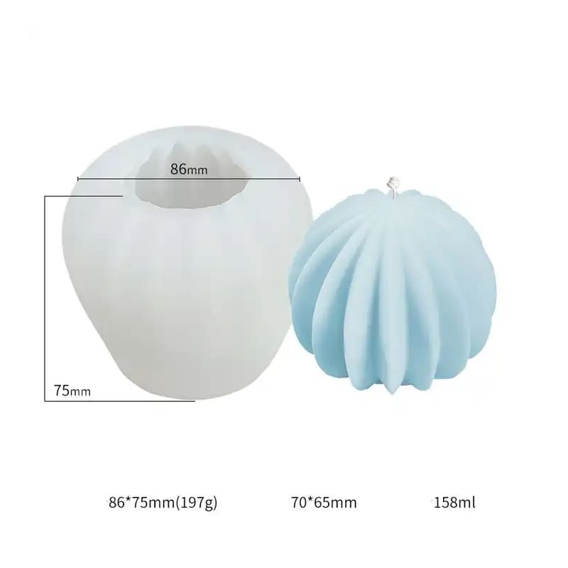 Candle mold Grooven ball, silicone, 70x65mm