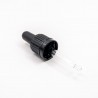 Korkki säätörenkaalla ja pipetillä, DIN18, 10 ml pullolle, musta