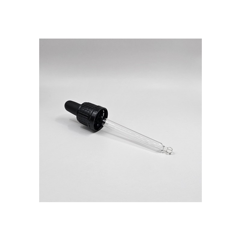 Cap with safety ring and pipette, DIN18, for 50 ml bottle, black