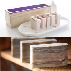 Soap mould with wooden box, small, silicone, 246x55x76mm