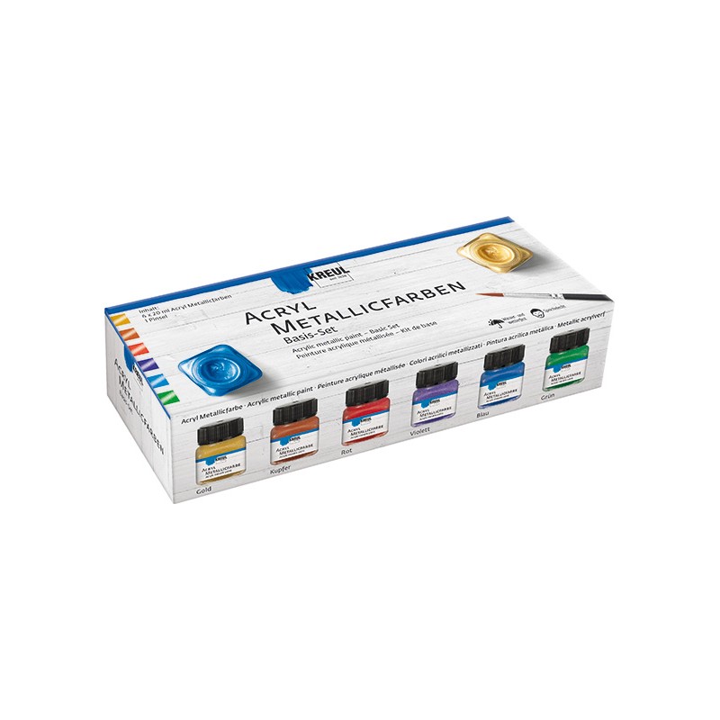 Akrüül värvide põhikomplekt, metallik, 6 x 20 ml