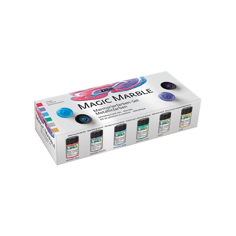 Marmorefektiga värvide komplekt, metallik, 6 x 20 ml