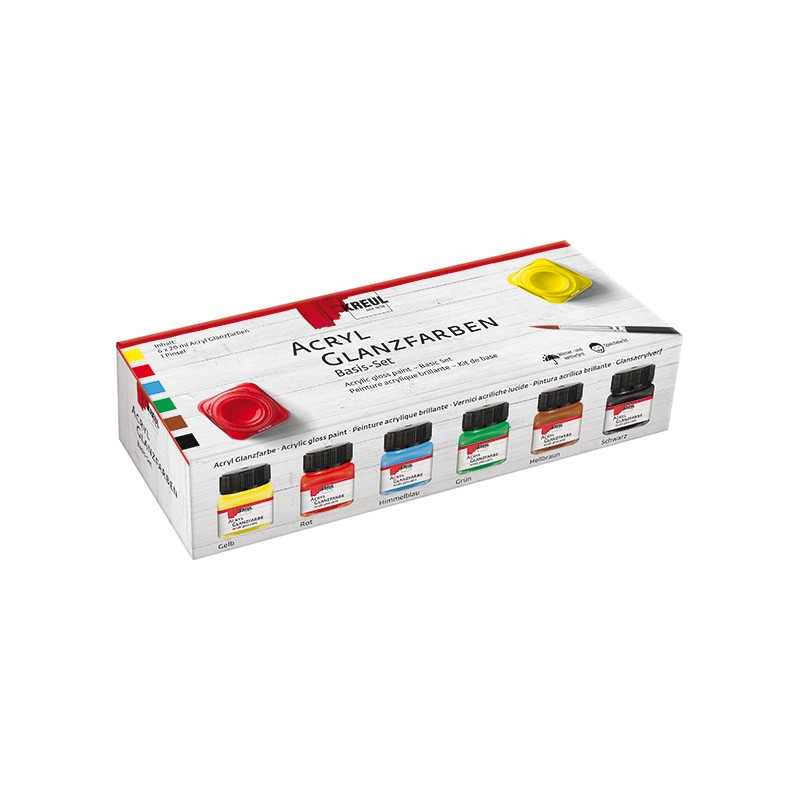 Akrüül värvide põhikomplekt, läikiv, 6 x 20 ml